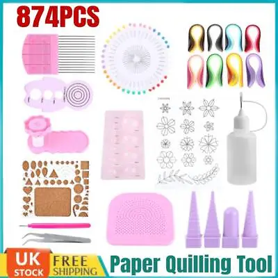 14x Handmade Starter Quilling Paper Kits DIY Craft Workboard Slotted Tool Decor • £12.89
