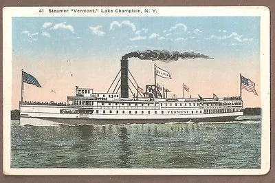 Vintage Postcard 1919 Steamer  Vermont  Lake Champlain New York • $4