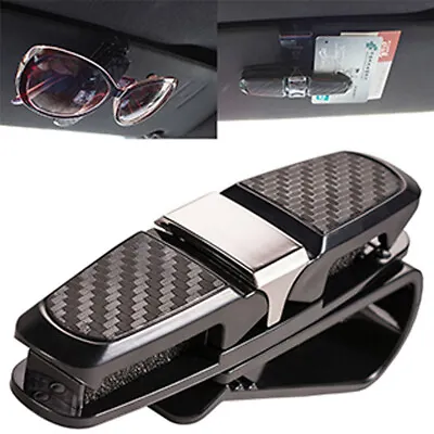 Car Sun Visor Glasses Sunglasses Card Ticket Holder Clip Auto Accessories Black • £6.58