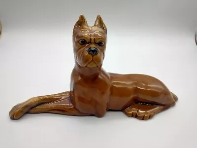 Vintage Haeger Boxer Dog Figurine 11.25  Inches Long C1950's MCM Haeger Ceramic  • $39.99