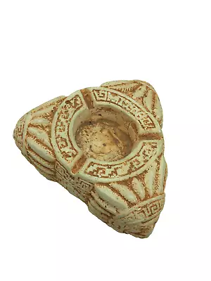 Triangle 3 Cigarette Mayan Aztec Carved  Cast Ashtray 5  • $19.75