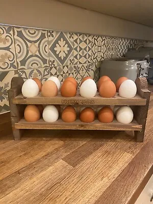 Personalised Egg Holder Rustic Wooden Rack Farm Egg Stand Handmade Egg Storage U • £21.99