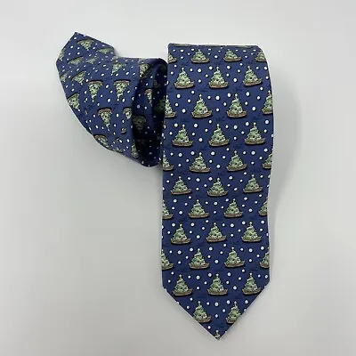 Vineyard Vines Moonshine Tree & Boat Holiday Christmas Boys Kids Neck Tie Silk • $26.99