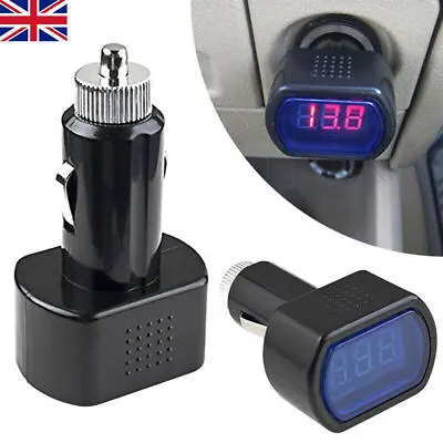 LED Car Auto 12V 24V Battery Volt Voltage Meter Gauge Plug In Black - UK • £4.73