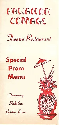 $30 • Buy Rare Vintage Hawaiian Cottage New Jersey Special Prom Mailer Menu Not TIki Mug
