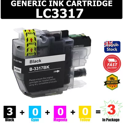 3X LC3317 LC-3317 Black Ink For Brother J5330dw J5730dw J6530dw J6730dw J6930dw • $22.50