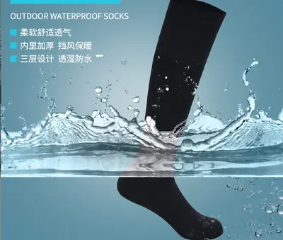 Outdoor Long Waterproof Breathable Socks Sports Hiking Wading Winter Skiing • £15.99