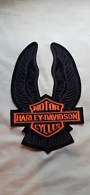 Vintage Large Black Orange Harley Davidson Wings Patch Rare Color Combination  • $32