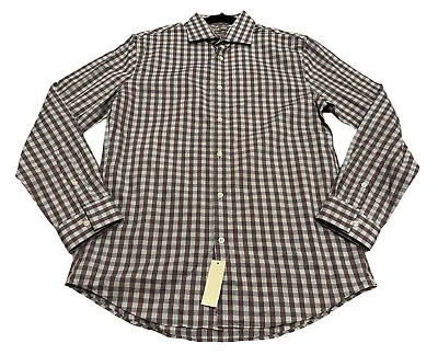 NEW Michael Kors Men's Slim-Fit LS Checkered Dress Shirt Size 15-15.5 34-35 NWT • $17.49