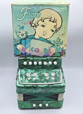 Vintage 1980's Children's FIORE Accordion In Original Box - UC102 Green Marble  • $16.63