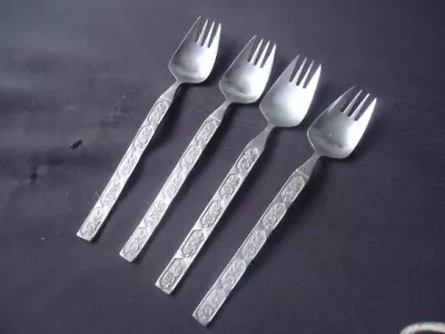 4 Vintage Retro   Stainless Steel  Splayds Buffet Forks Rose Handle • $19.99