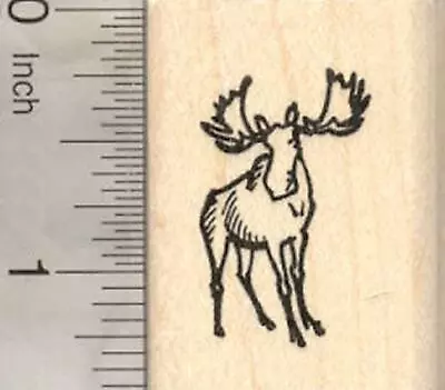 Tiny Moose Rubber Stamp North American Moose Eurasian Elk D18523 WM • $14