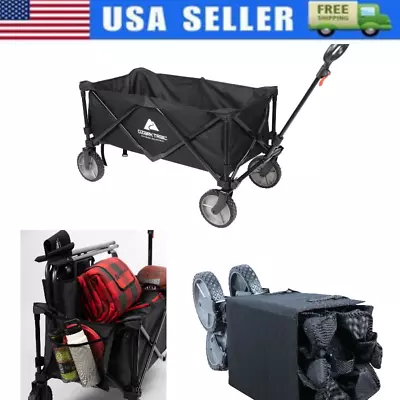 Collapsible Wagon Push Pull Beach Trailer Foldable Garden Cart Folding Shopping • $44.95