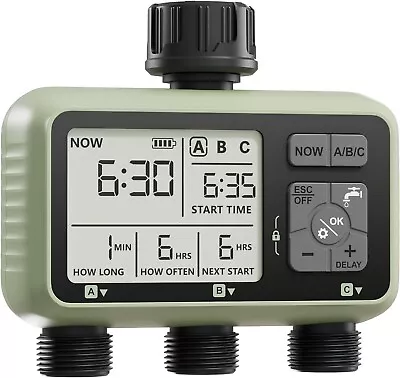 3 Zone Programmable Water Timer Garden Hose Faucet 3 Outlet For Mist Irrigation • $69.99