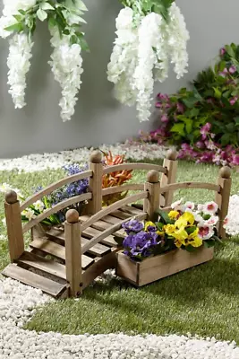 £39.99 • Buy Wooden Planter Pond Bridge Ornamental Garden Plant Flower Pot Stand Decoration