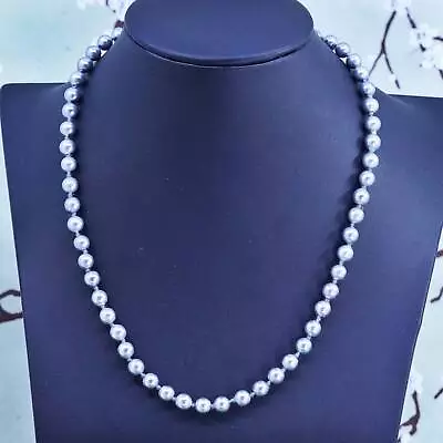 17  Vintage Genuine Gray Pearl Beads Necklace With 925 Sterling Silver Clasp • $30