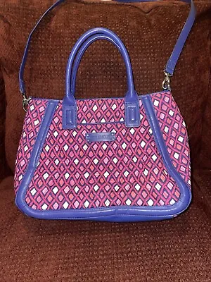 Vera Bradley Trimmed Trapeze Satchel Katalina Pink Diamonds Shoulder Bag New! • $25