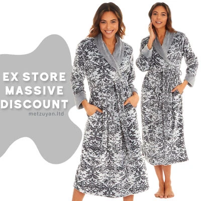 £16.99 • Buy LUXURY Womens Long Dressing Gown Flower Shawl Collar Robe EX STORE From M@cys 