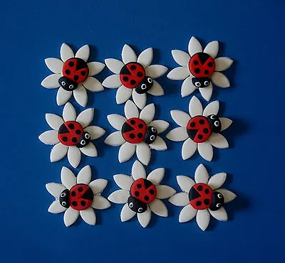 Lady Bug On Daisies - Edible Cake Toppers X 12 - Approx 4cm Wide.. Wow!! • $24