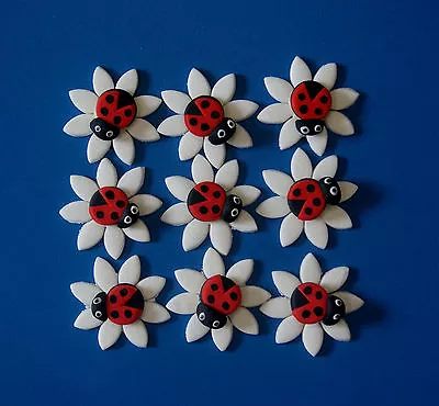 Lady Bug On Daisies - Edible Cake Toppers X 12 - Approx 4cm Wide.. Wow!! • $24