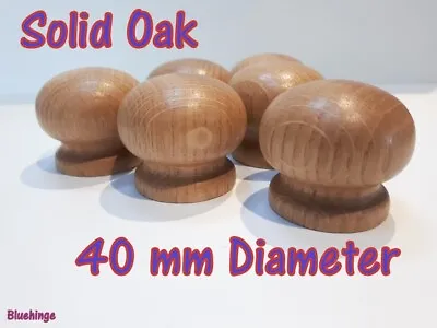 1  X Wooden Knob Handle Kitchen Door Drawer  Solid Oak Wood 40 Mm Diameter Round • £1.27