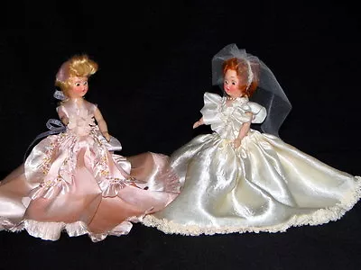 Doll Set 7 1/2  Dutchess Doll Corp1948 Bride & Maiden Red Hair Bride Blonde Maid • $35