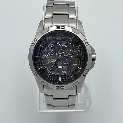 Relic By Fossil Men’s Automatic Skeleton Gunmetal Steel 40mm Watch ZR12013 • $69