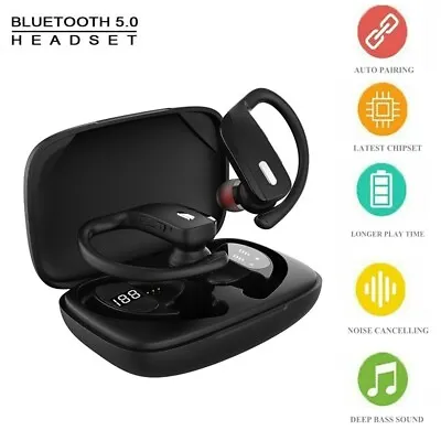 TWS Bluetooth 5.0 Wireless Dual Ear-hook Stereo Real Bass Earphones Headsets Mic • $31.89