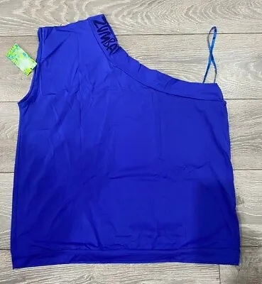 Zumba Sassy Blue One Shoulder Top Shirt Ladies Fitness Gym Dance Size XXL 20-22 • £7.25