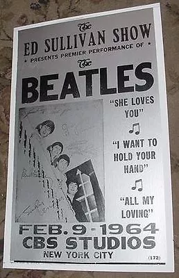 $42.99 • Buy THE BEATLES ED SULLIVAN SHOW 1964 CONCERT POSTER Art Photo 60S Signed Autograph