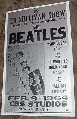 THE BEATLES ED SULLIVAN SHOW 1964 CONCERT POSTER Art Photo 60S Signed Autograph • $42.99