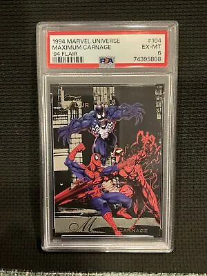 1994 Flair Marvel Universe MAXIMUM CARNAGE Spider-man Venom Carnage PSA 6 • $15