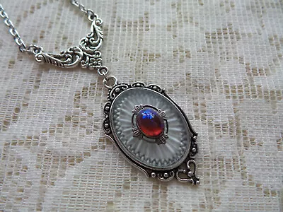 Handmade Vintage Sunray Crystal Frosted Camphor Glass Necklace Mexican Opal • $42.99