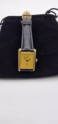Cartier Tank 18ct Gold On Sterling Silver Vintage Mechanical Lady's Watch. • $770.58
