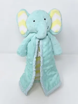 Nursery Rhyme Mint Elephant Security Blanket Lovey Yellow White Chevron Minky  • $59.99