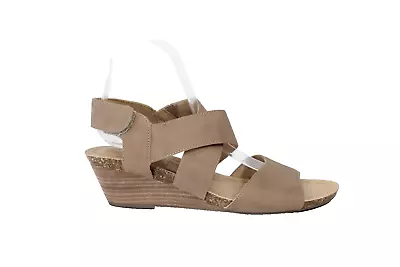 Me Too Women Wedge Sandal Shoes 9.5 Ankle Strap Faux Leather Open Toe • $22.46