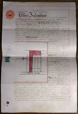 1907 Vellum Sealed Conveyancing Document - UK Manuscript Legal History • $22.67