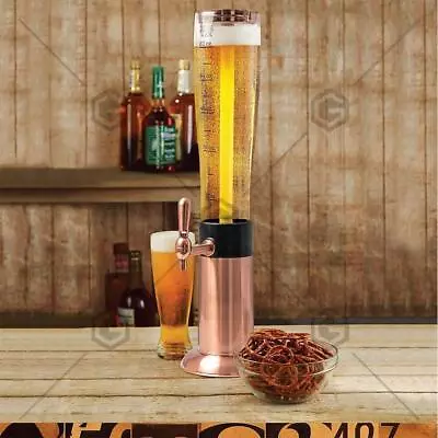 Refinery Beer Tower 2.6L With Tap Ice Drink Dispenser Beverage Bar Tube Copper • $119.80