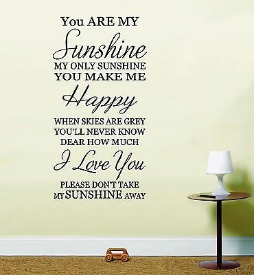 £7.13 • Buy You Are My Sunshine Wall Art Sticker Inspirational Quote