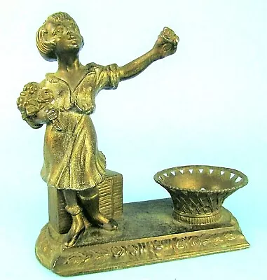 VANTINES LITTLE FLOWER GIRL FIGURAL METAL INCENSE BURNER FRANCE 1920's • $84.15