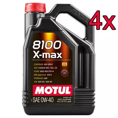 [Case Of 4] Motul 8100 X-Max Full Synthetic 0W-40 Engine Motor Oil 5L • $225.88