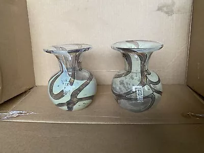 Lot Of 2 Pretty Small Blown Glass Vases MDINA Glass Michael Harris • $42.55