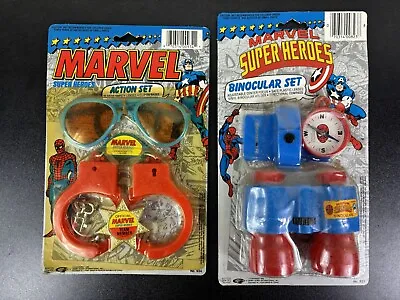 VINTAGE CAPTAIN AMERICA MARVEL SUPER HERO BINOCULAR ACTION SET SpiderMan 1990 • $27.99