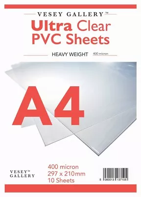 A4 Clear PVC / Heavy Acetate 10 Sheets 400 Micron  - FREE DELIVERY • £8.52