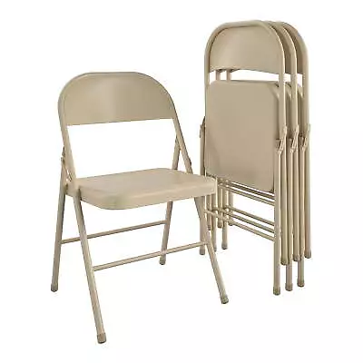 Folding Chairs Metal Sturdy Durable Seat Steel Powder Coated Finish 4 Pack • $70.14