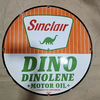 Sinclair Dinolene Porcelain Enamel Sign 30 Inches Round • $100
