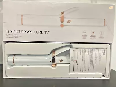 T3 SinglePass Curl 1.5  Blend Ceramic Curling & Wave Iron - White & Rose Gold • $89.99