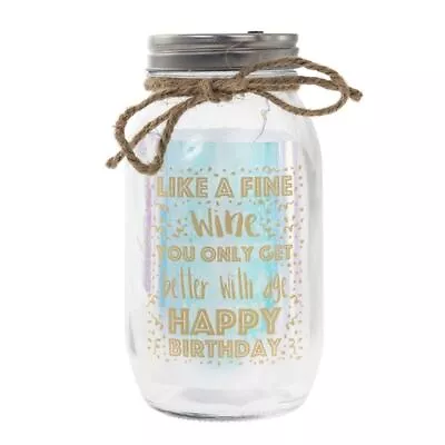 Happy Birthday LED Light Up Firefly Glass Mason Jar Gift - Like A Fine Wine • £8.99