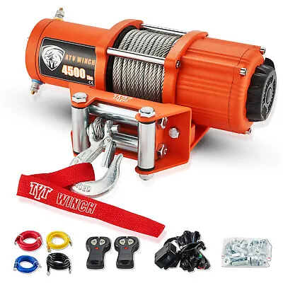 12V 4500LBS Electric Winch Towing Trailer Steel Cable Off Road W/wireless Remote • $142.49