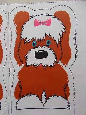 Vtg Sew & Stuff Fabric Panel Small Shaggy Dog With Pink Bow 12.5  Tall • $5.99